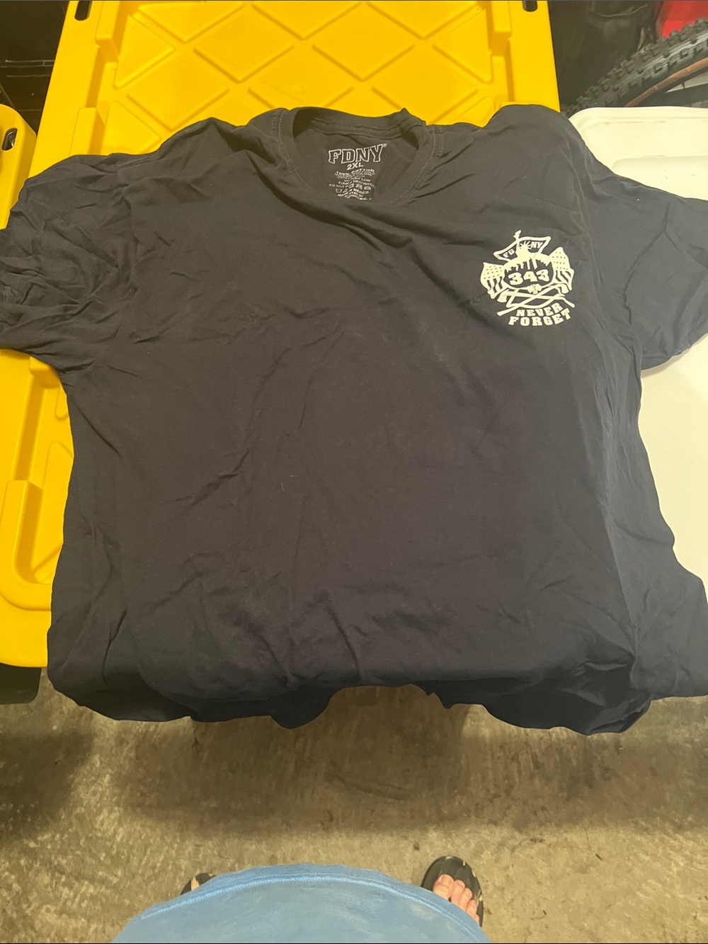DNY Black Short Sleeve Crewneck Tee with White FDNY Memorial Crest